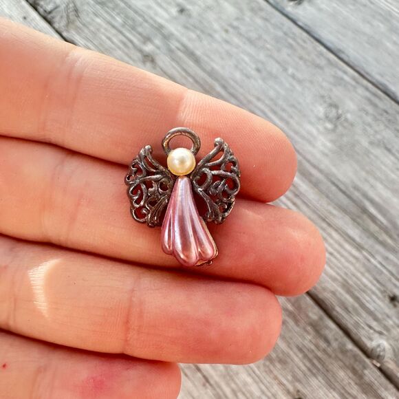Vintage birthstone angel pin pink - Picture 1 of 2